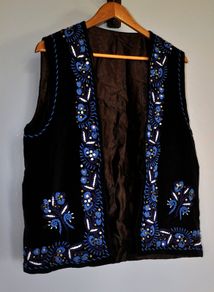Blue Velveteen Beaded Vest