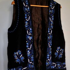 Blue Velveteen Beaded Vest