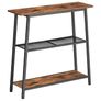 3-Tier Slim Console Table, Narrow Hallway Table with Open Storage Shelves, Narrow Side Table, Behind Sofa Table for Small Space, Entryway, Hallway, Living Room, Rustic Brown Image 2