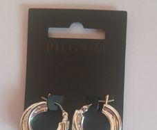 Pilgrim Silver Tone Chunky Twisted Hoop Earrings Statement New RRP 29.95 CAN POST