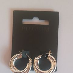 Pilgrim Silver Tone Chunky Twisted Hoop Earrings Statement New RRP 29.95 CAN POST