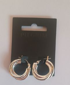 Pilgrim Silver Tone Chunky Twisted Hoop Earrings Statement New RRP 29.95 CAN POST