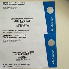 Addison Rae Tickets x2 - Dublin June 3rd