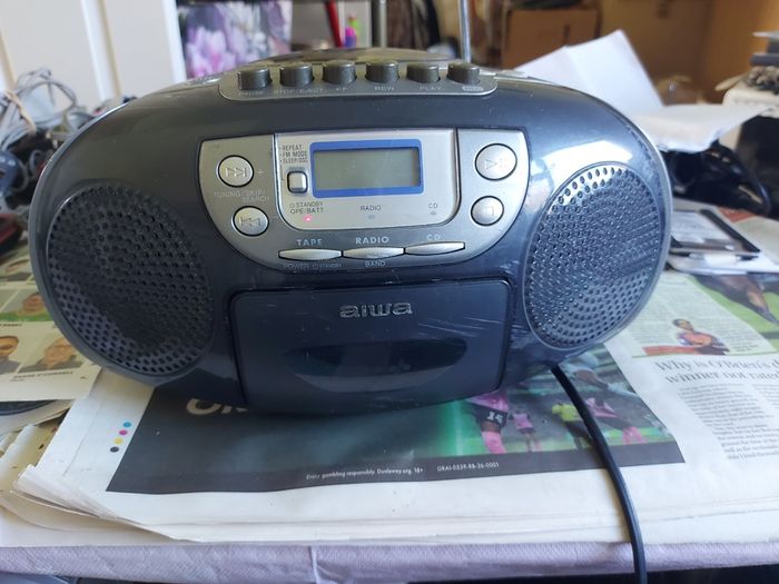 AIWA Compact Disc Stereo Radio Cassette Recorder, Model CSD-TD34K, Only Radio works, also portable, i.e. Takes Battery
