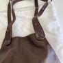 Vintage French Large Dark Brown Leather Bucket Bag Image 4