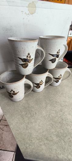Galway An Spideal pottery mugs set of 5 mugs.