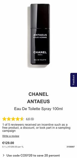 CHANEL ANTAEUS 100ml parfum for him