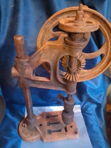 Antique Cast Iron Hand-Crank Pillar Drill / Bench Drill Press