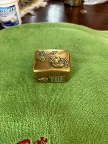 antique  old brass Japanese button box