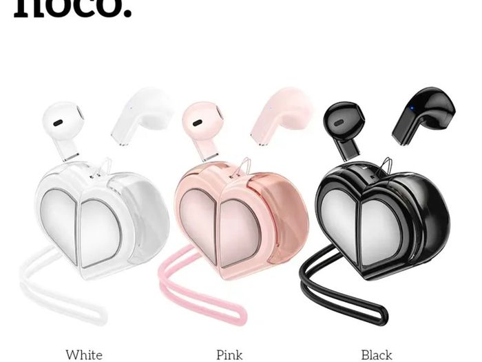 Cool Fun Rotating Heart Bluetooth Earbuds Pink