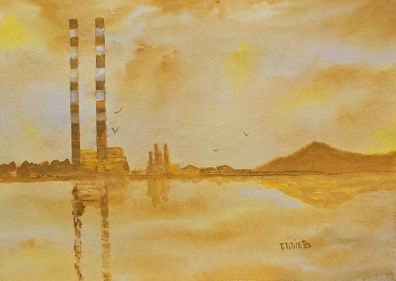 poolbeg  yellow watercolour