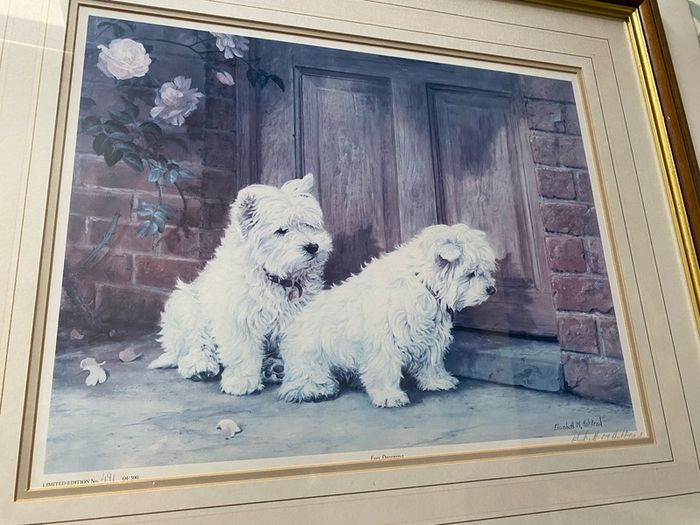 signed, limited-edition art print featuring two West Highland White Terriers.
