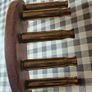 Unique Handcrafted Crescent Moon Wooden Display. Repurposed Brass Rifle Casings Image 3