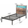 3ft Single Bed Frame with Storage Wooden Headboard, LED Light & Charging Station Image 2