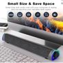 SOULION R30 Computer Speakers, Colorful LED Lights with Switch Button, Surround Sound Portable Computer Sound Bar Speakers for Desktop, Gray Image 6