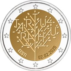 Estonia 2 Euro Commemorative Coin 2020 - Centenary of the Tartu Peace Treaty. Uncirculated.