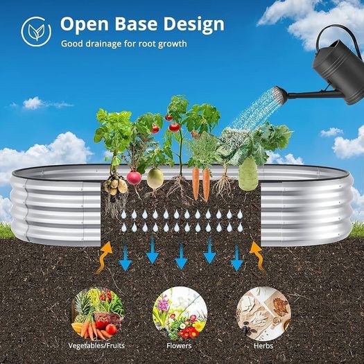 FREE EXPRESS SHIPPING  Raised Garden Bed Kit, Sliver Galvanized Raised Planter Box Outdoor for Vegetables, Large Bottomless Metal Raised Bed for Herb, Growing Fruits, Flower (4x2x1 ft)