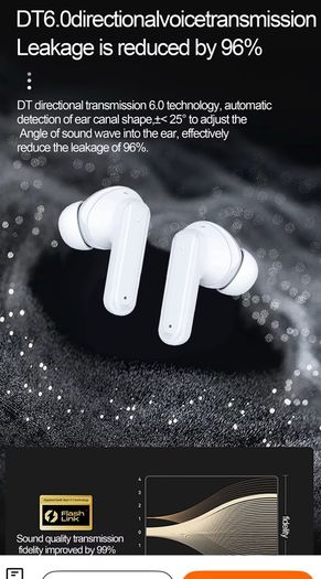 Wireless Earbud with Noise Cancelling & Smart LCD Screen Stereo HIFI Sound