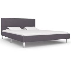 Bed Frame Grey Fabric 135x190 cm