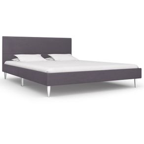 Bed Frame Grey Fabric 135x190 cm