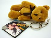 Personalised photo keyring with teddy bear