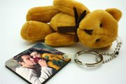 Personalised photo keyring with teddy bear