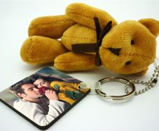 Personalised photo keyring with teddy bear