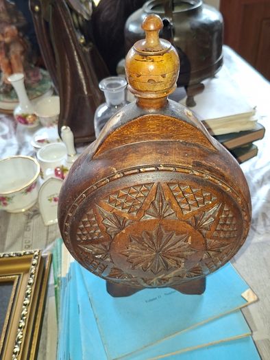 Beautiful Old Large Hand Carved Wooden Flask., Postage Available or Collection, Lots more Antiques and Collectables including Oil Lamps in my other ads,