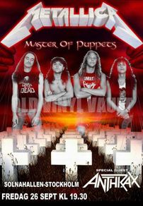 Metallica Concert Poster Cliff Burton's Last Show Solnahallen Stockholm 1986 A3 Repro