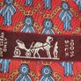 Vintage Hermes Paris Silk Tie 716 FA Red Blue Geometric Medal Motif 9cm Image 5