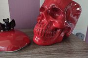 Halloween Red Ceramic Skull Candy Dish