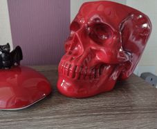 Halloween Red Ceramic Skull Candy Dish