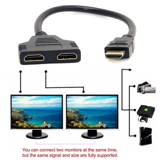 HDMI 4K@60Hz (Male) to 2xHDMI (Female) Splitter Extension Gold Plated Cable Adapter (Brand New/Warranty)