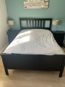 Bed frame and two lockers