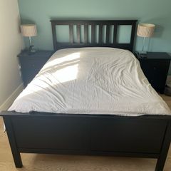 Bed frame and two lockers