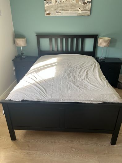 Bed frame and two lockers