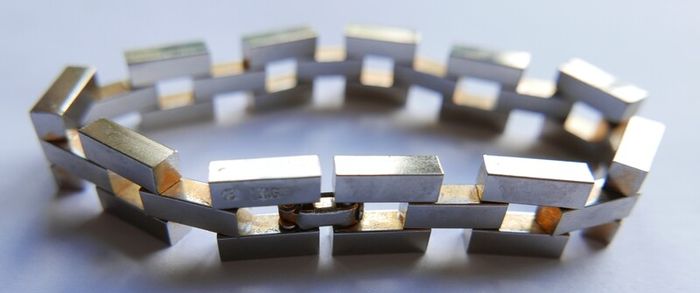 Vintage  1950s Mens 18K RG Gold Tank Bracelet Modernist MCM - Rolled Gold