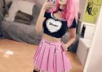 Little for big leather mini skirt pink