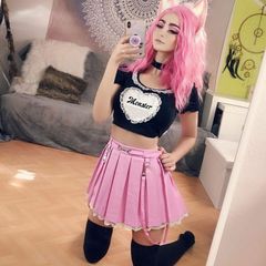 Little for big leather mini skirt pink
