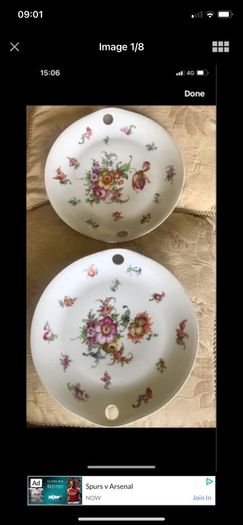Antique Hand Painted Meissen Plate Set