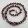 Antique Venetian African Style Skunk Eyes & Brown Glass Beads Necklace Image 4