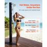 40L Solar Heated Shower, 205cm Showerhead Height Outdoor Shower, with Handheld & Foot Faucet, Hot & Cold Water Adjustment, Image 2