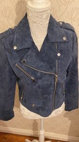 Mango leather /suede Navy jacket
