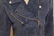 Mango leather /suede Navy jacket