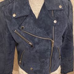 Mango leather /suede Navy jacket
