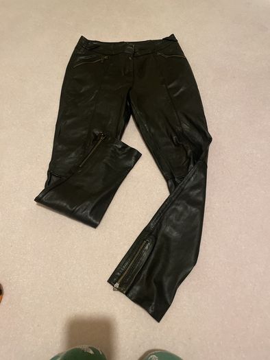 Ladies black real leather trousers Size 12