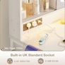 Vanity Desk with Movable LED Mirror and 8 Drawers, Dressing Table with Built in USB Power Outlets RGB Light Strip, Vanity Table with 4 Layer Adjustable Shelves White Makeup Desk 110 40 137cm Image 4