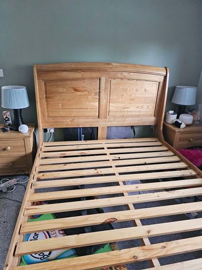 solid oak king size sleigh bed base