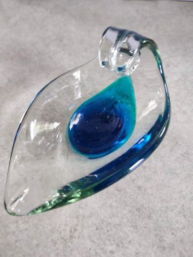 Rare Find Vintage Early Mdina Glass Serving Dish Leaf Shaped