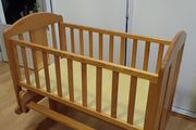 wooden baby crib (rocking cradle)